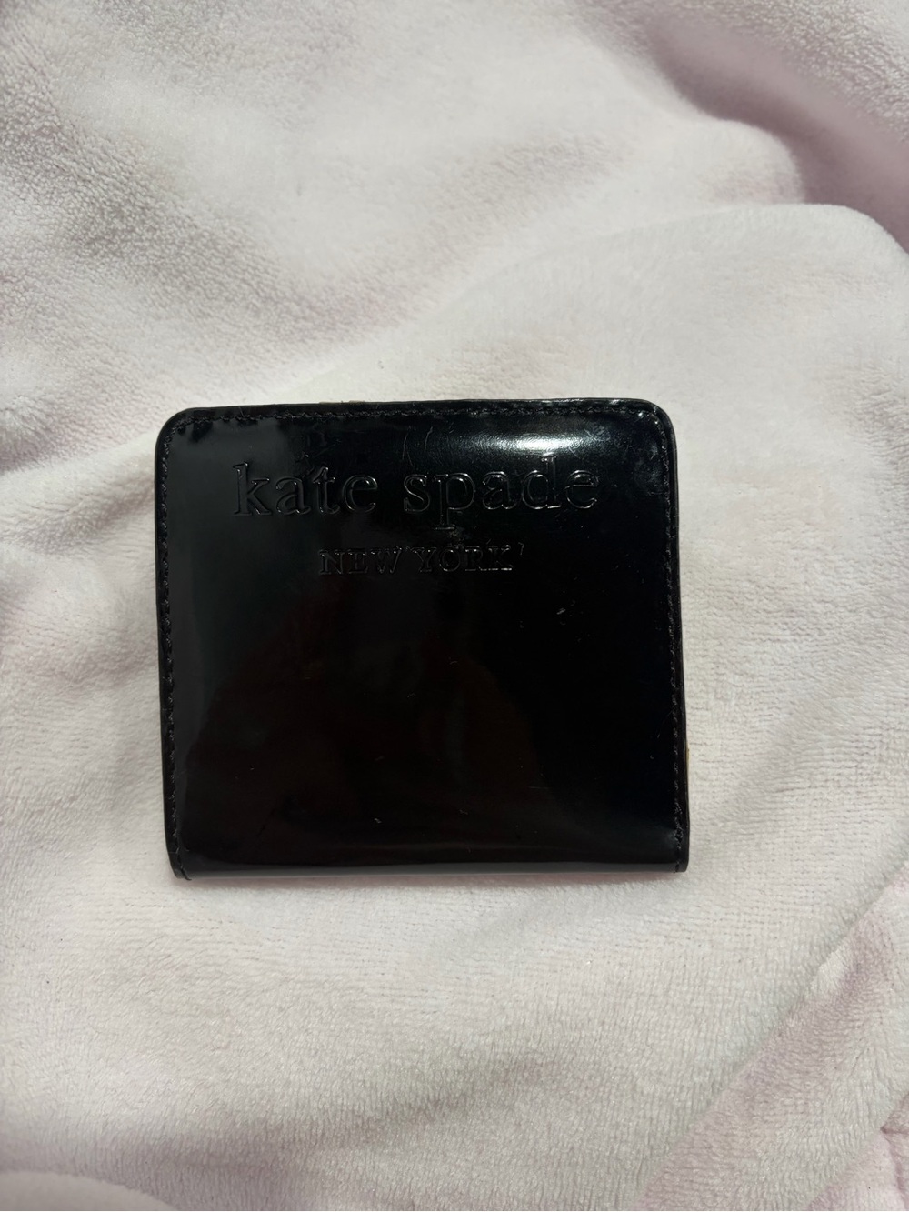 kate spade Glossy Black Patent Leather Compact Wallet
